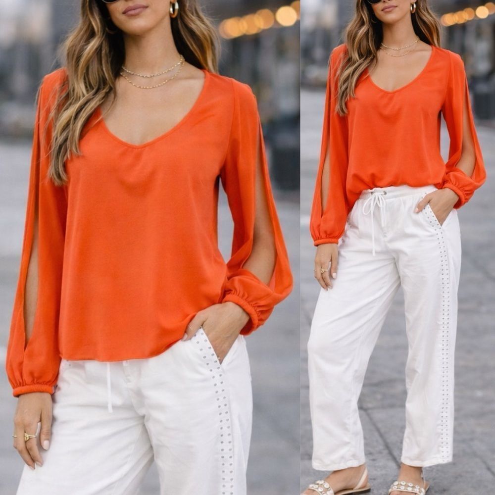 Lovers + Friends Split VNeck Blouse